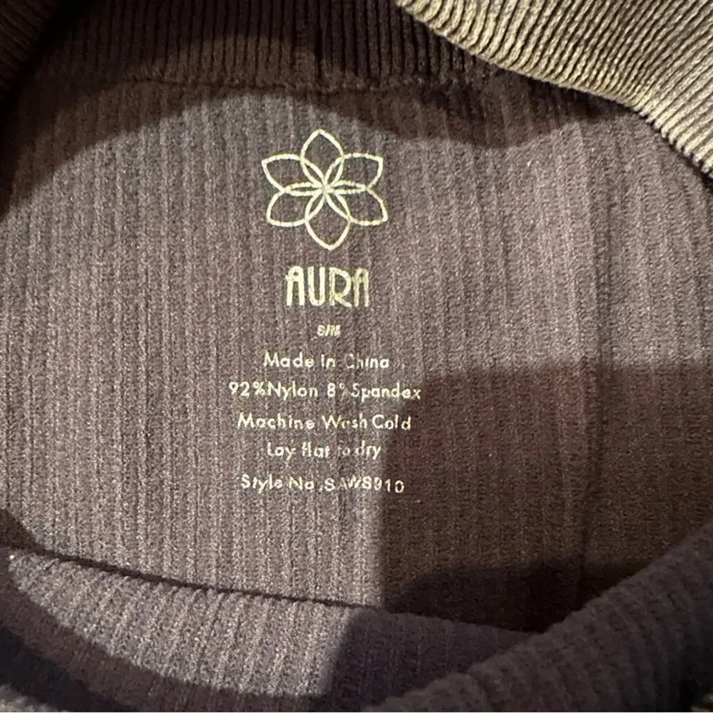 Aura Purple Gray‎ Ribbed High Rise Activewear Biker Shorts Sz S/M NEW